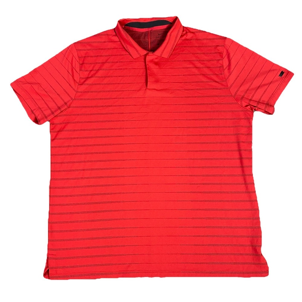Nike Tiger Woods Collection Dri-Fit Golf Polo Shirt Mens XL Sunday Red Striped